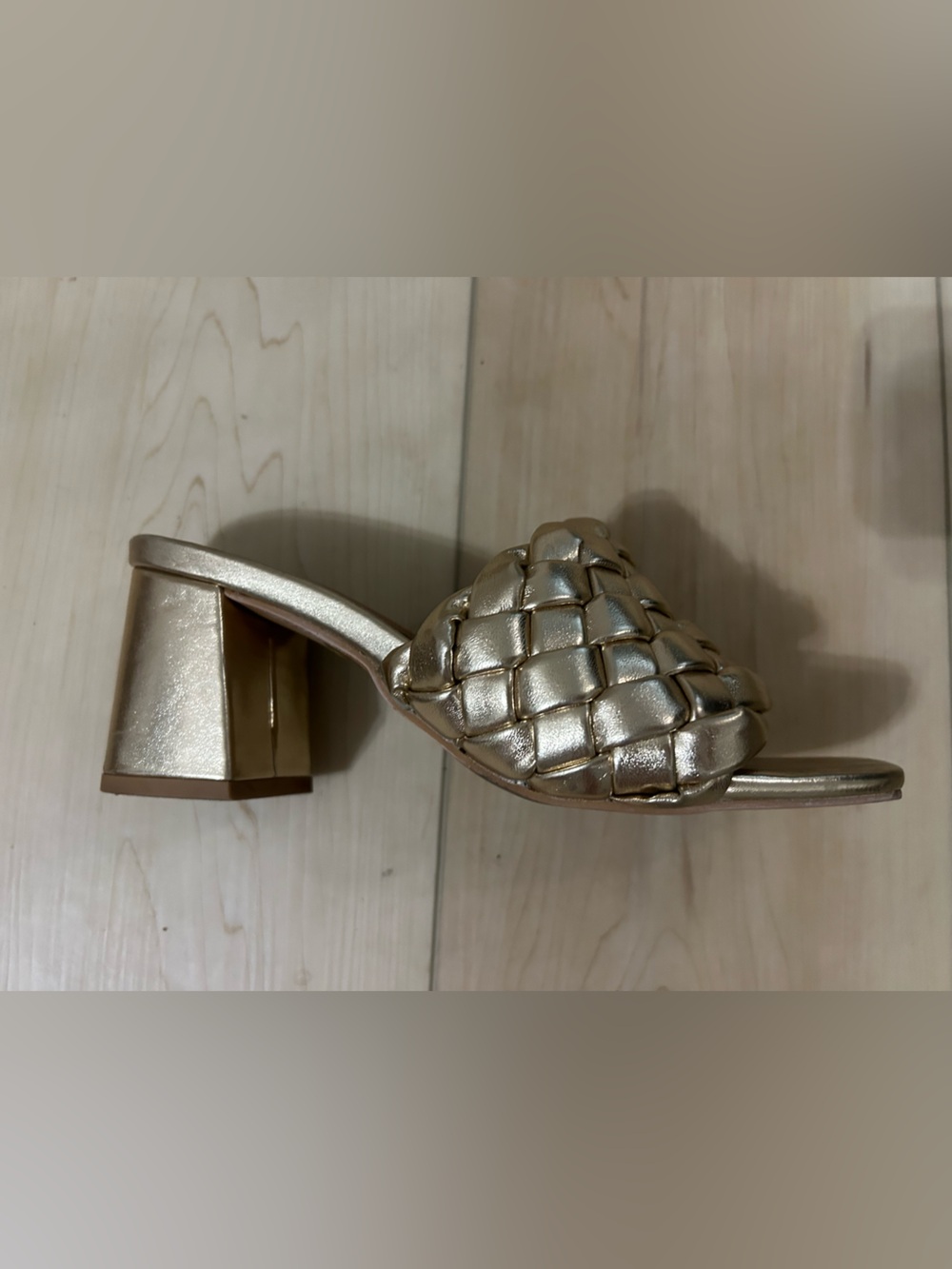 Seychelles Metallic Gold Braided Block Heel Mules